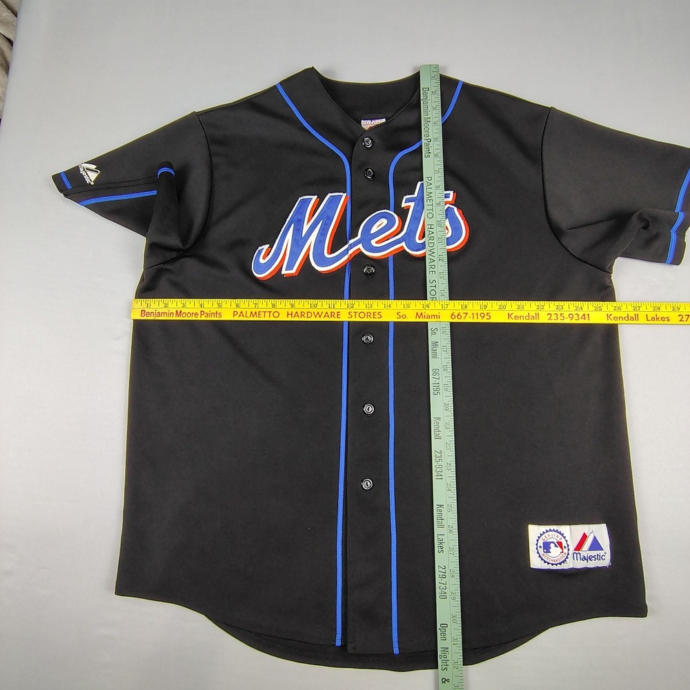 Vintage Majestic Jose Reyes #7 New York Mets Jersey Mens XL Black MLB Short Slv - Picture 11 of 16